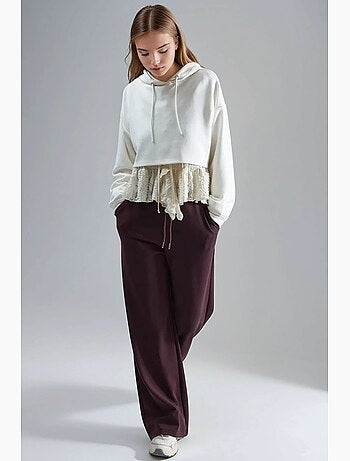 Pantalon en maille taille haute et jambes larges busem