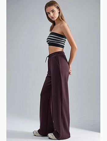Pantalon en maille taille haute et jambes larges busem