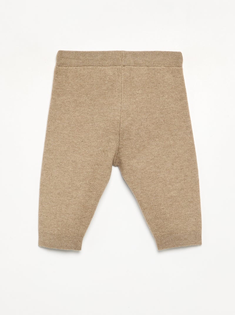 Pantalon en maille uni Beige - Kiabi