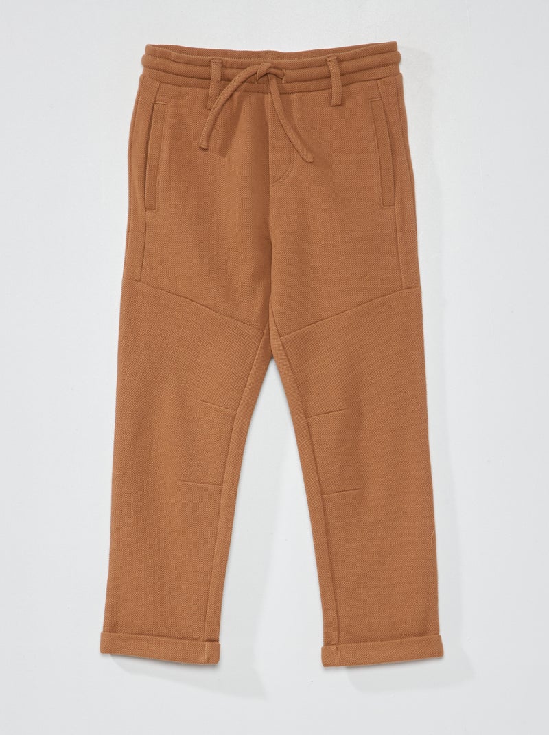 Pantalon en piqué de coton - Coupe + confortable Beige - Kiabi