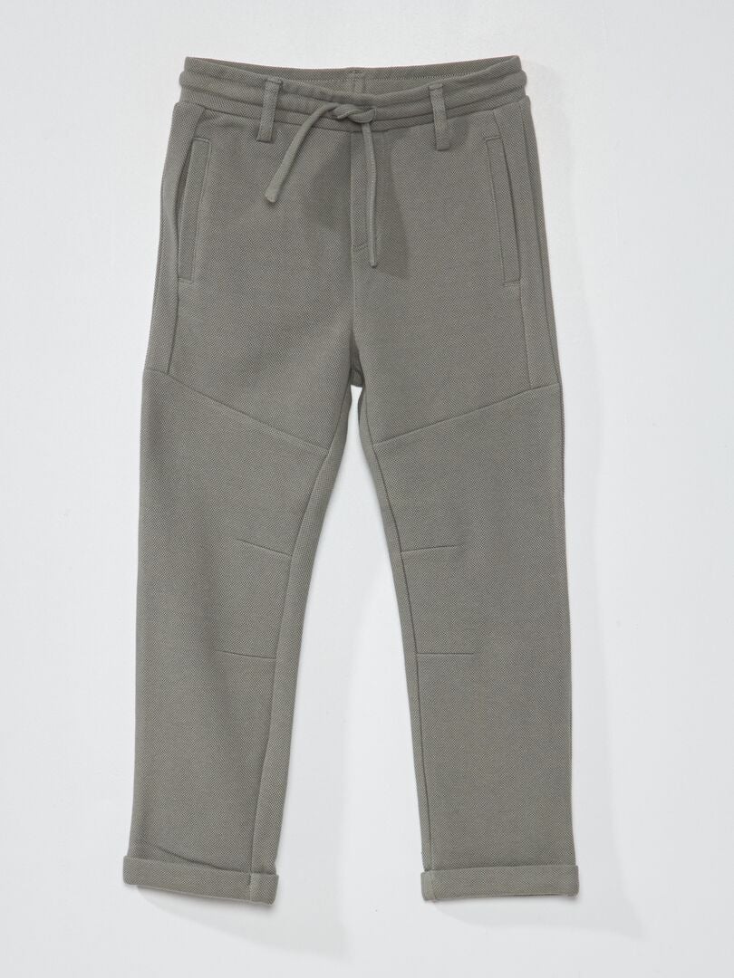 Pantalon en piqué de coton - Coupe + confortable Vert - Kiabi