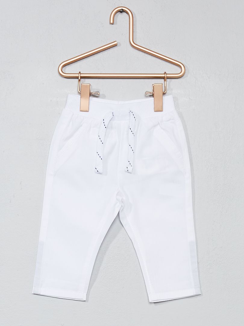 Pantalon en popeline pur coton blanc - Kiabi