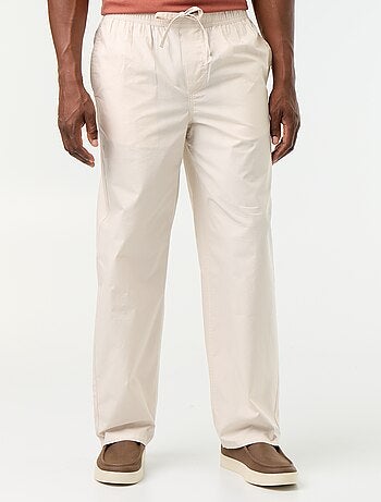 Pantalon en popeline taille élastiquée