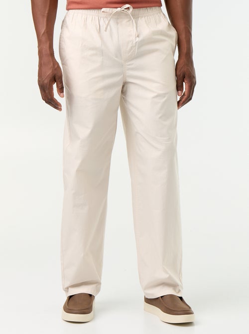 Pantalon en popeline taille élastiquée - Kiabi