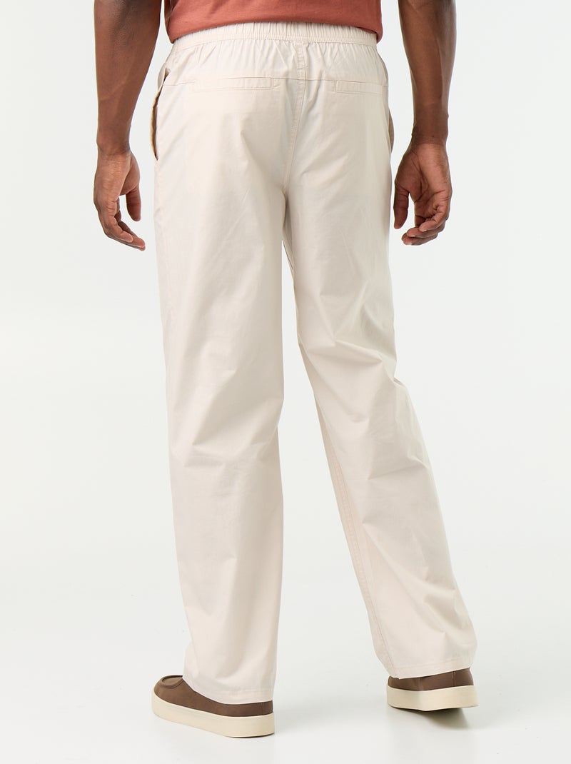 Pantalon en popeline taille élastiquée Gris - Kiabi