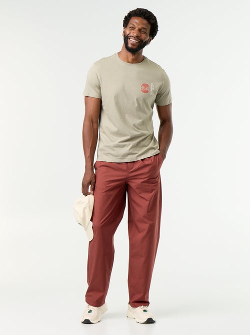 Pantalon en popeline taille élastiquée - Kiabi