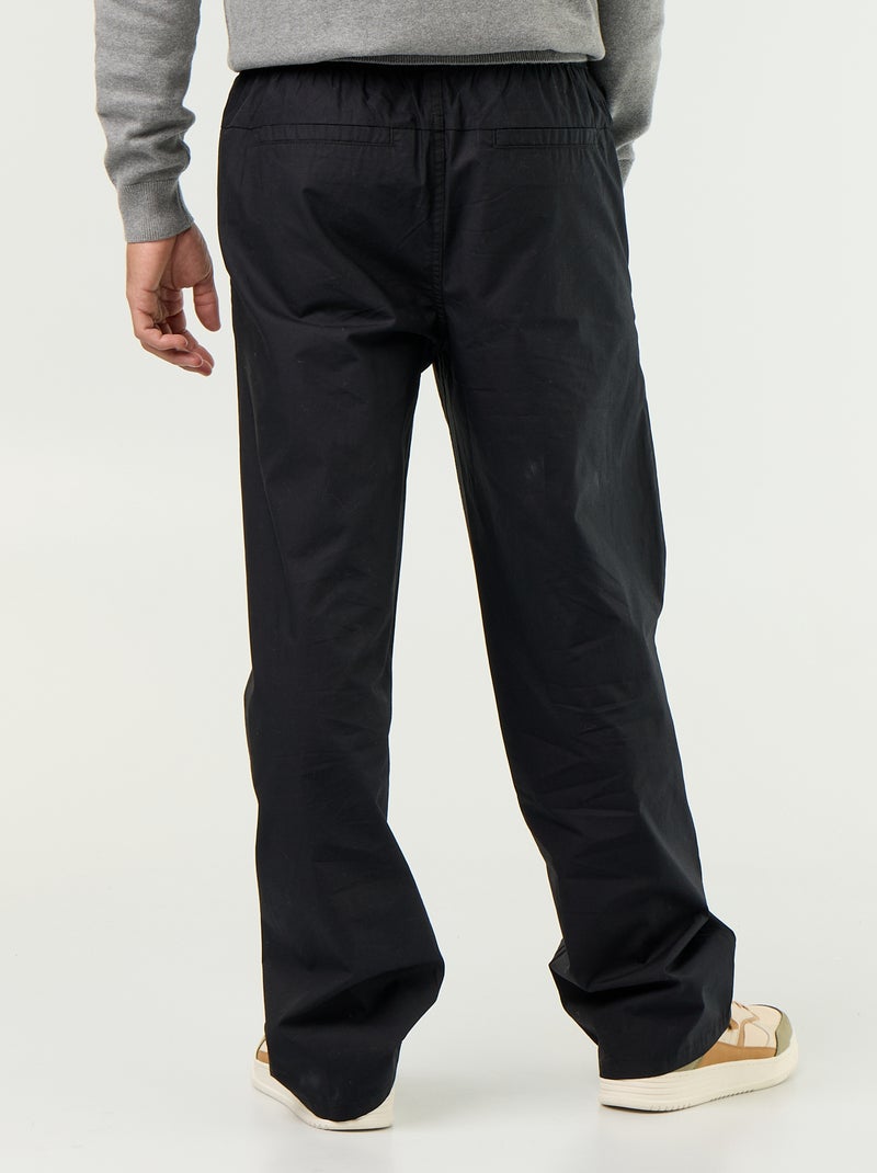 Pantalon en popeline taille élastiquée Noir - Kiabi