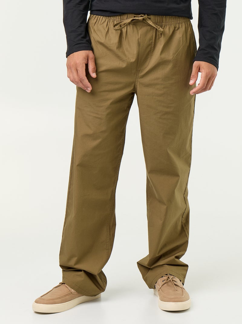 Pantalon en popeline taille élastiquée Vert - Kiabi