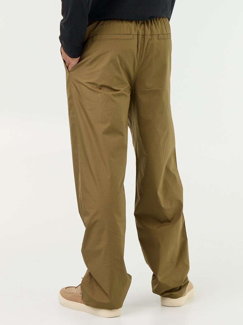 Pantalon en popeline taille élastiquée Vert - Kiabi