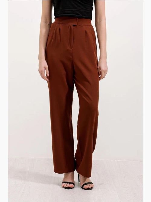 Pantalon en satin plissé taille haute à jambes larges bdart - Kiabi