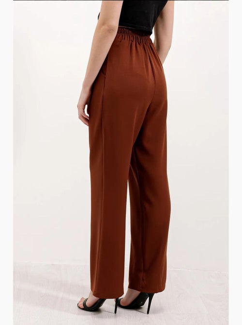 Pantalon en satin plissé taille haute à jambes larges bdart - Kiabi
