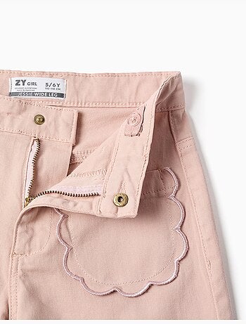 Pantalon en sergé à jambe large avec poches à l'avant