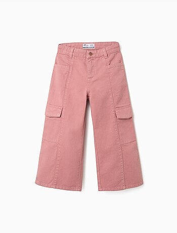 Pantalon en sergé à jambe large avec poches cargo