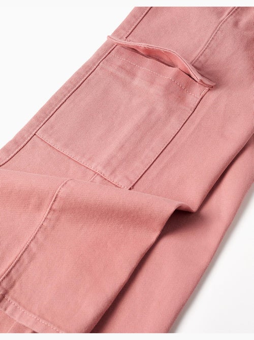 Pantalon en sergé à jambe large avec poches cargo - Kiabi