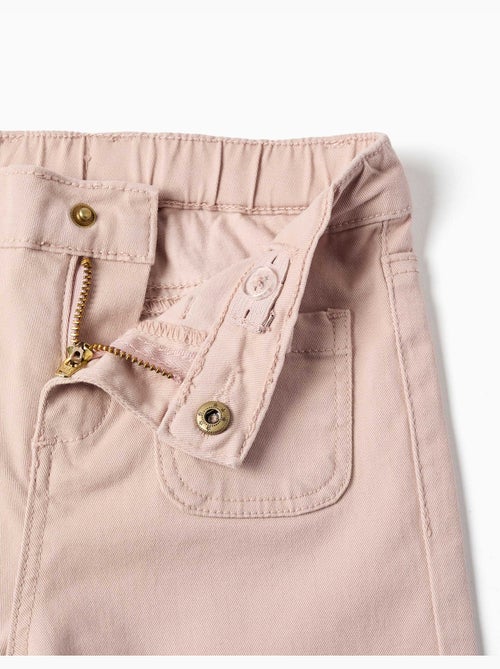 Pantalon en sergé à jambe large avec poches devant - Kiabi