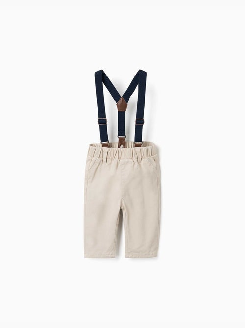 Pantalon en sergé avec bretelles - Kiabi