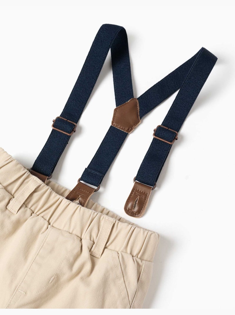 Pantalon en sergé avec bretelles Beige clair - Kiabi