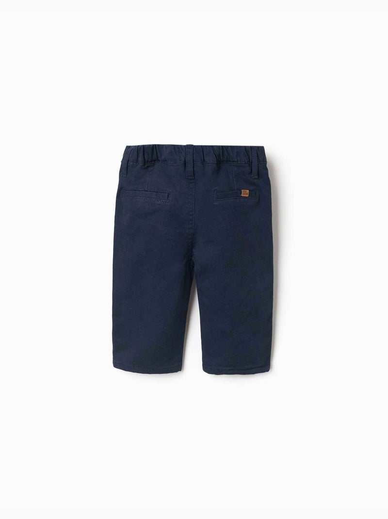 Pantalon en sergé avec taille élastique Bleu foncé - Kiabi
