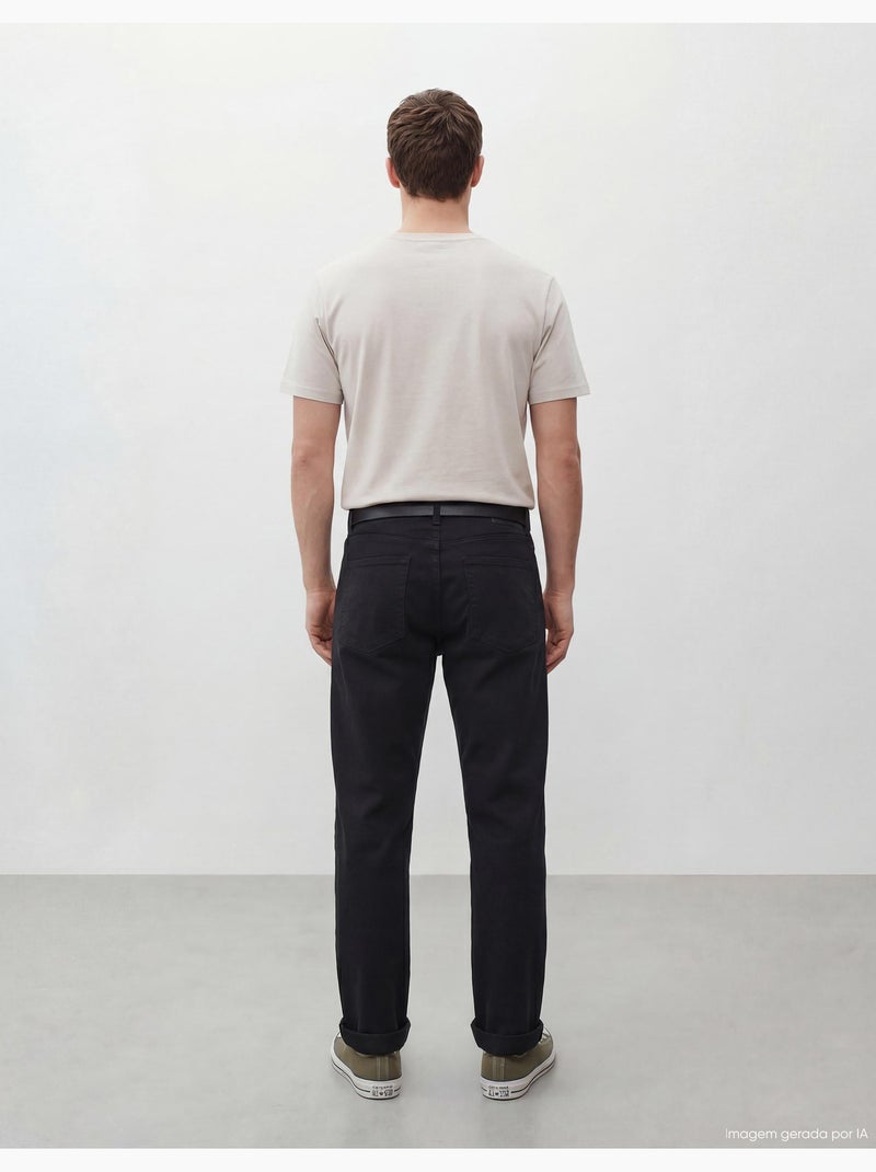 Pantalon en sergé coupe classique Noir - Kiabi