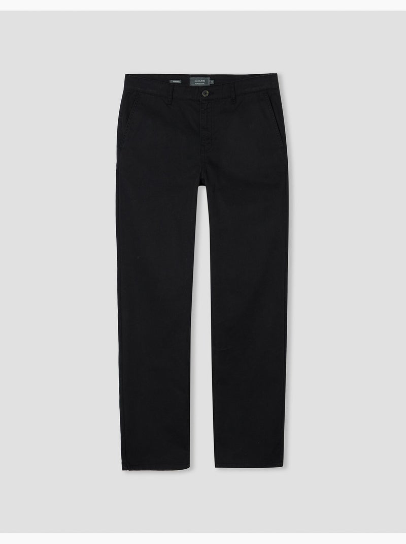 Pantalon en sergé coupe classique Noir - Kiabi
