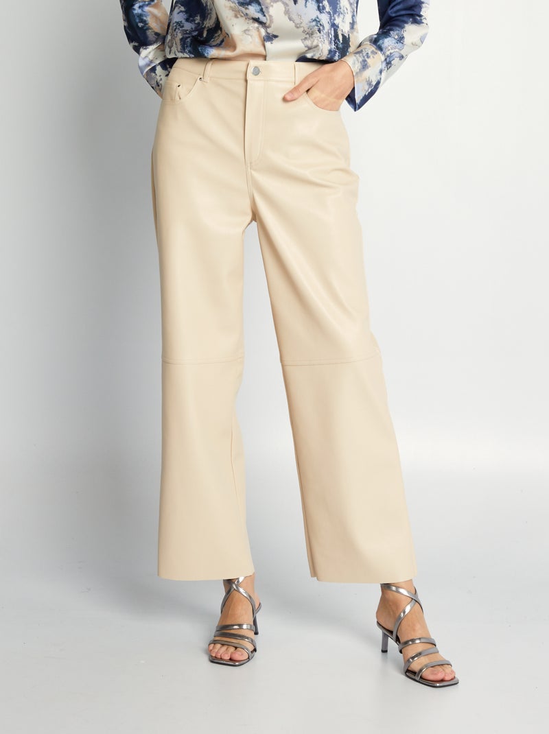 Pantalon en simili Beige - Kiabi