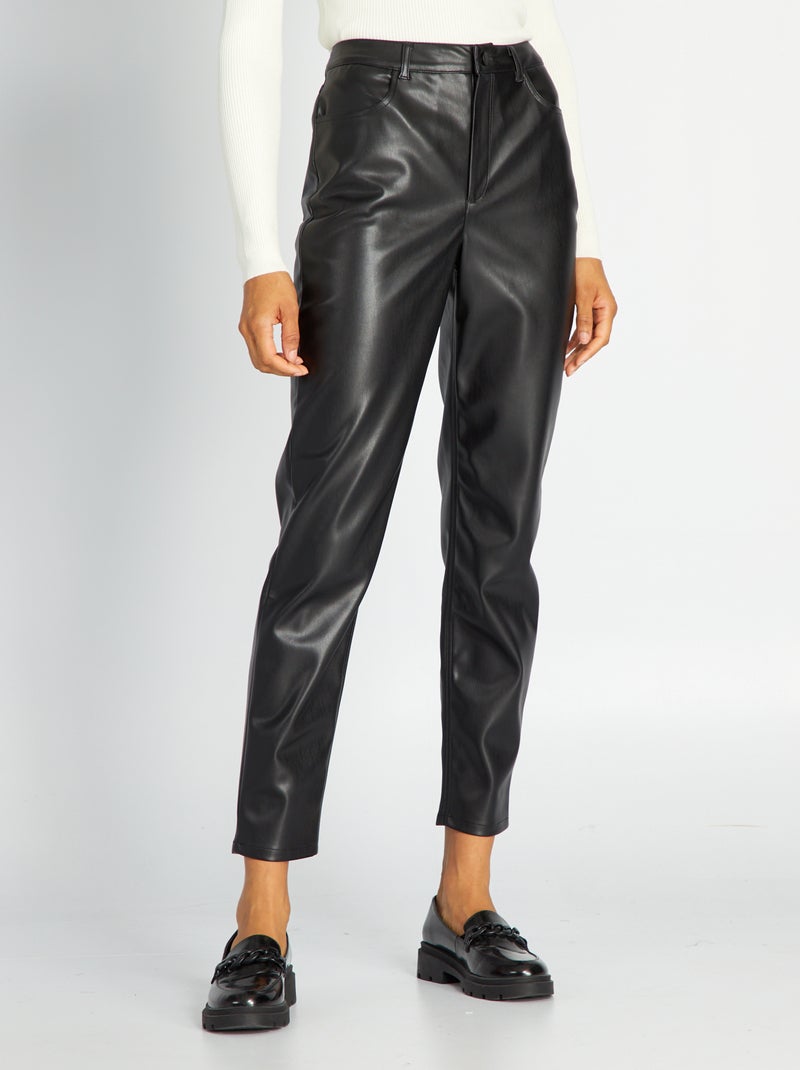 Pantalon en simili noir - Kiabi