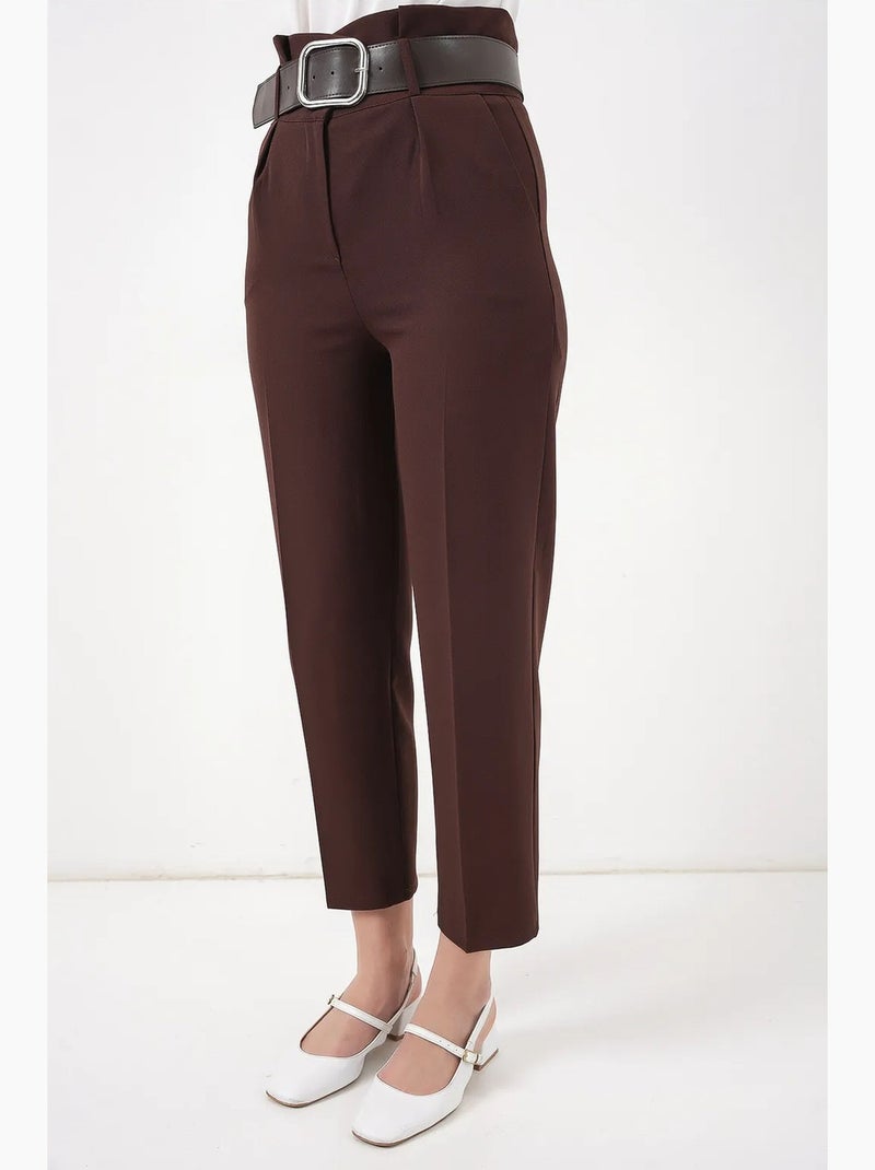 Pantalon en tissu ceinturé bdart Marron - Kiabi