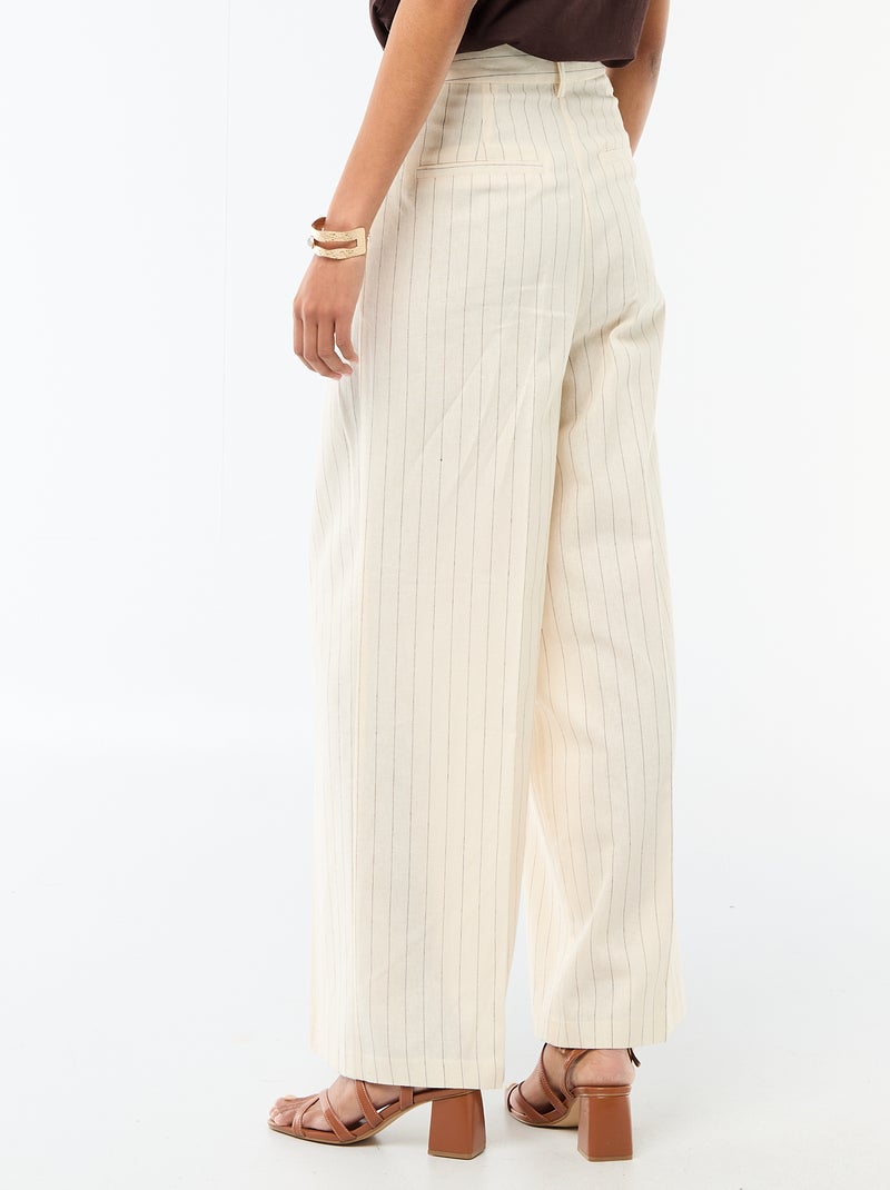 Pantalon en tissu léger à coupe large pour Femme Beige - Kiabi