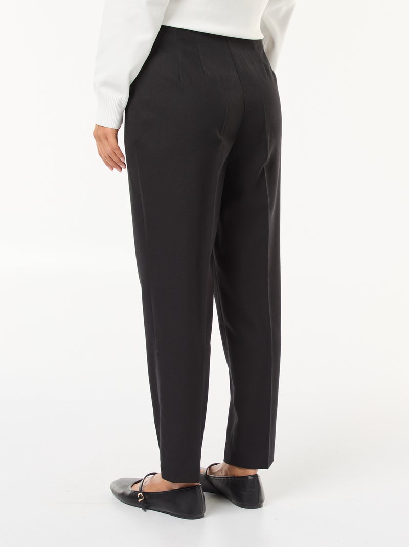 Pantalon en tissu structuré pour femme à coupe droite et taille haute Noir - Kiabi