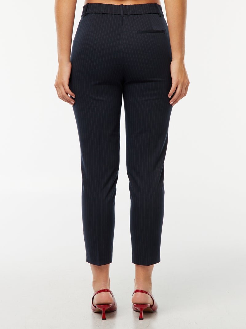 Pantalon en toile lourde à coupe cigarette pour femme Bleu rayé - Kiabi
