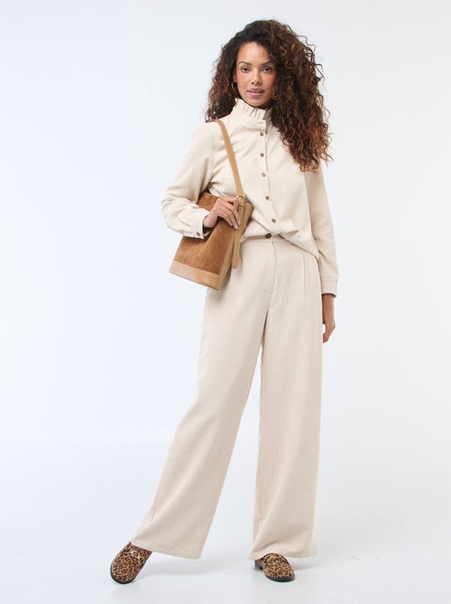 Pantalon en toile lourde à coupe large pour femme - Kiabi