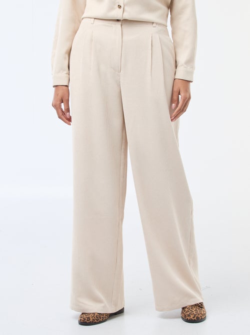 Pantalon en toile lourde à coupe large pour femme - Kiabi