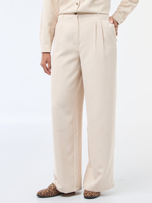 Pantalon en toile lourde à coupe large pour femme - Kiabi