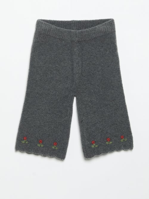 Pantalon en tricot avec broderies - Kiabi