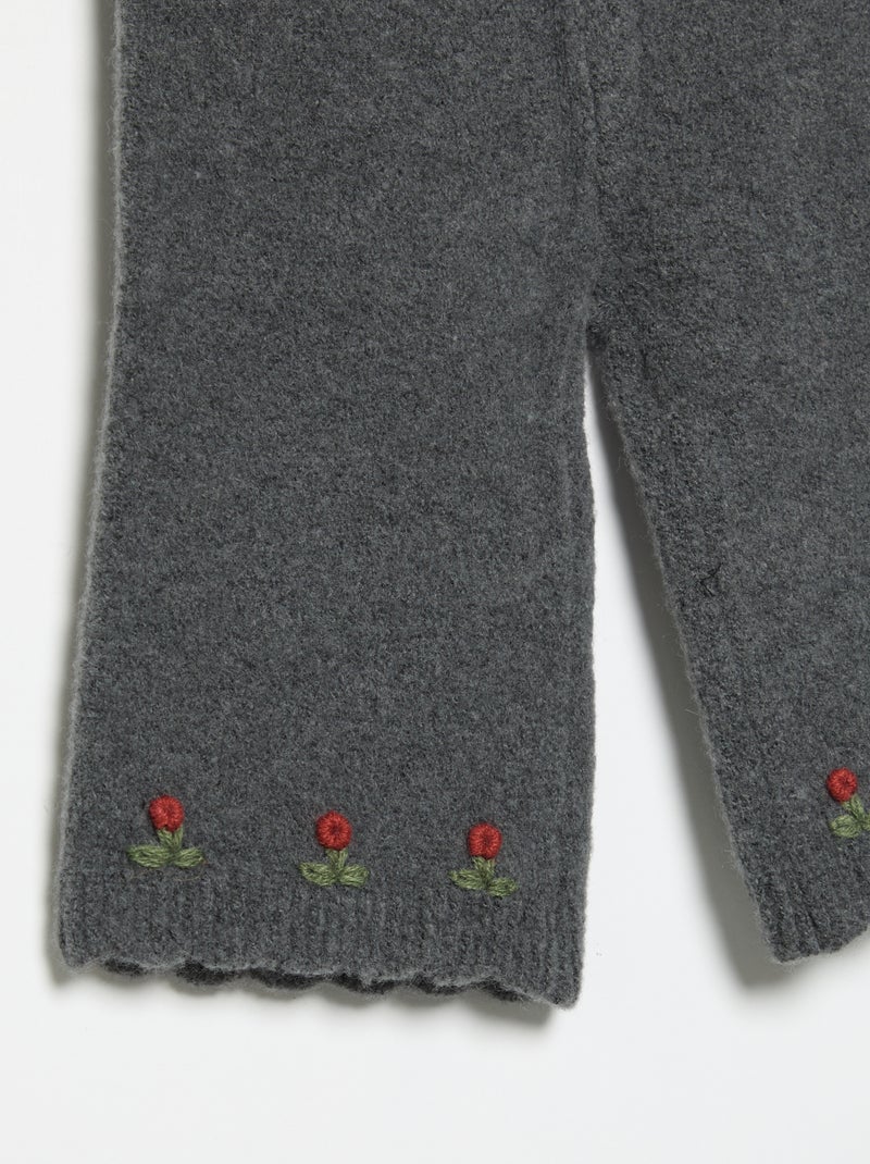 Pantalon en tricot avec broderies Gris - Kiabi