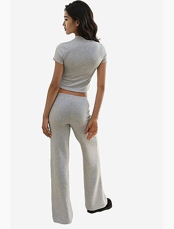 Pantalon en tricot doux et texturé à taille élastique hiccup