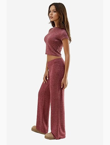 Pantalon en tricot doux et texturé à taille élastique hiccup
