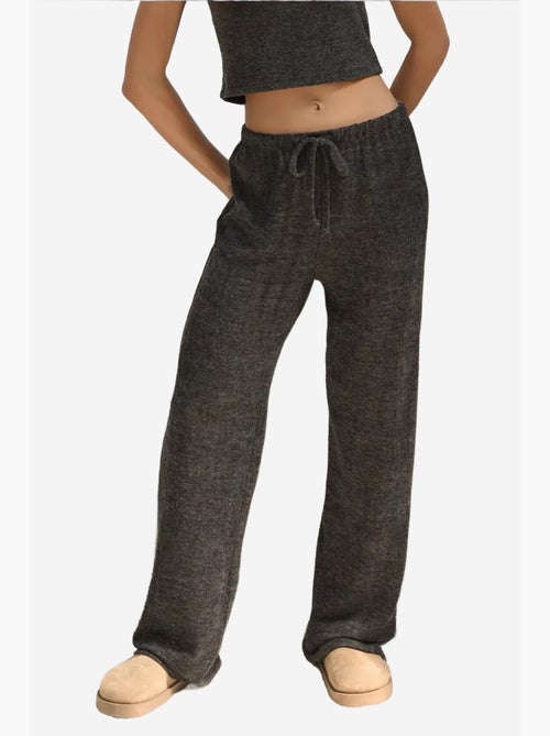 Pantalon en tricot doux et texturé avec cordons hiccup - Kiabi