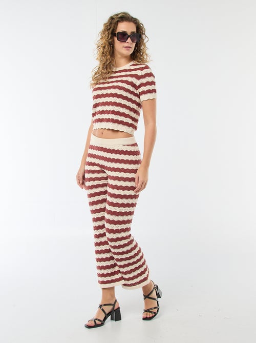 Pantalon en tricot fantaisie à coupe flare pour femme - Kiabi