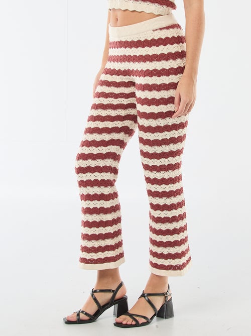 Pantalon en tricot fantaisie à coupe flare pour femme - Kiabi