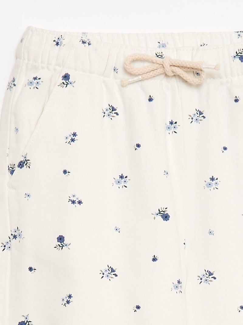 Pantalon en twill avec cordons de serrage Blanc - Kiabi