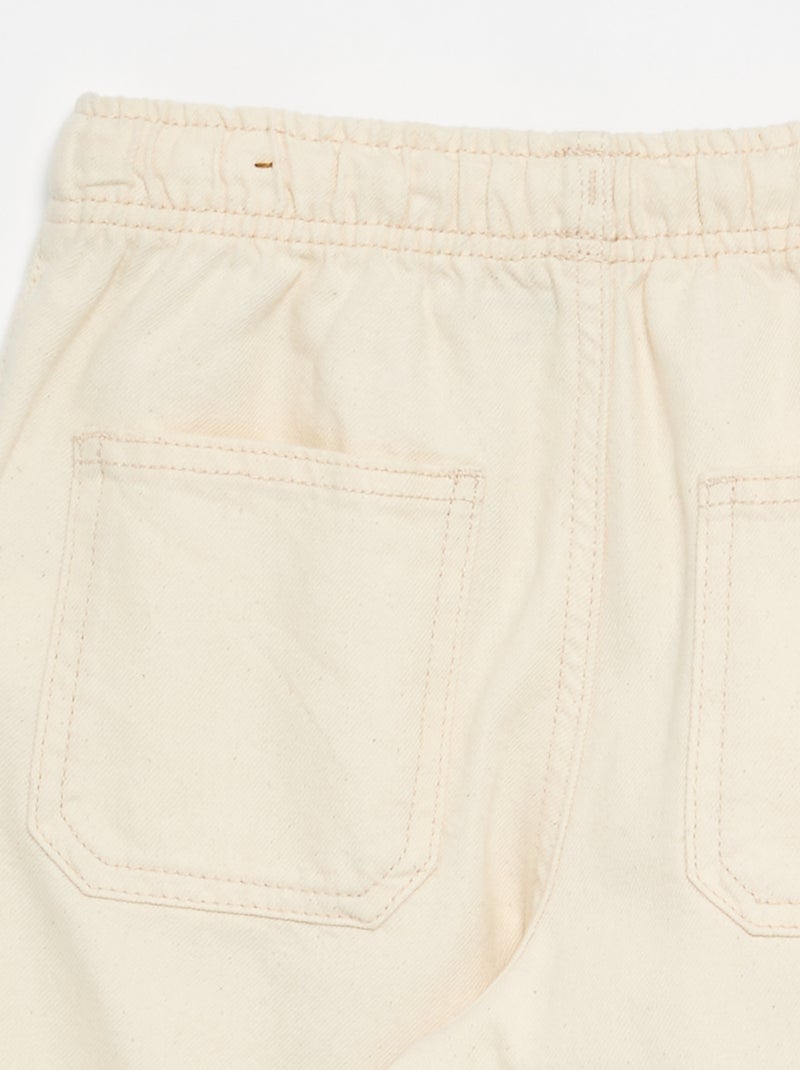 Pantalon en twill avec cordons de serrage Blanc - Kiabi