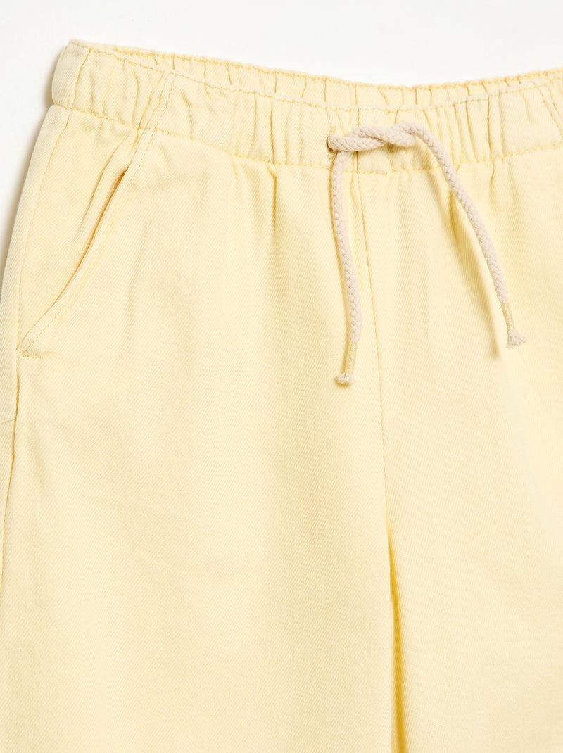 Pantalon en twill avec cordons de serrage Jaune - Kiabi