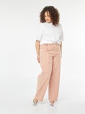 Pantalon en twill avec fine ceinture à nouer ROSE - Kiabi