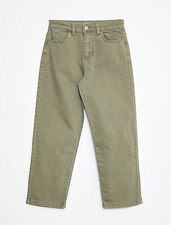 Pantalon en twill avec ouverture pressionnée - Coupe + confortable