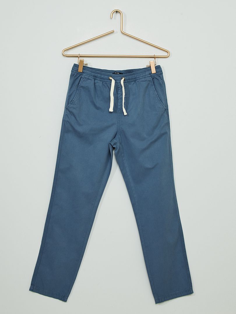 Pantalon en twill bleu grisé - Kiabi