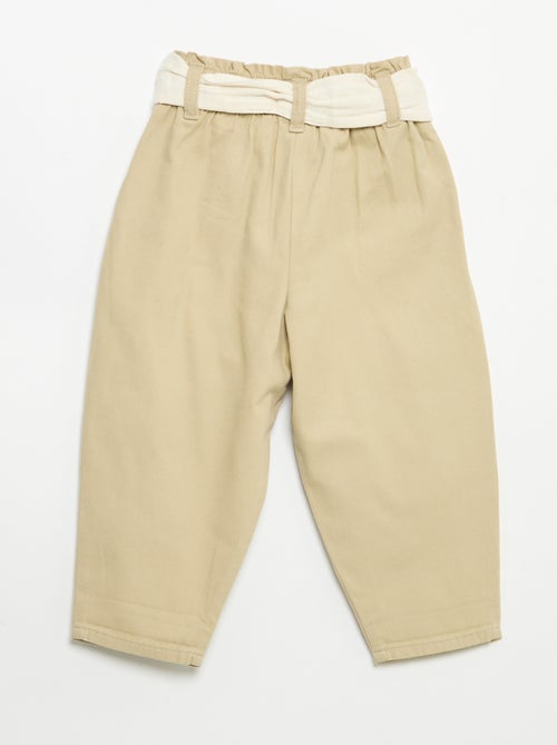 Pantalon en twill + ceinture à nouer - Kiabi