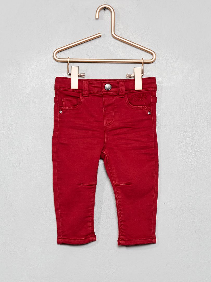 Pantalon en twill coupe slim rouge - Kiabi