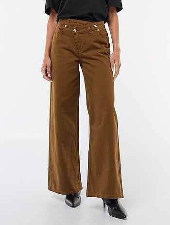 Pantalon en twill de coton avec ceinture décalée