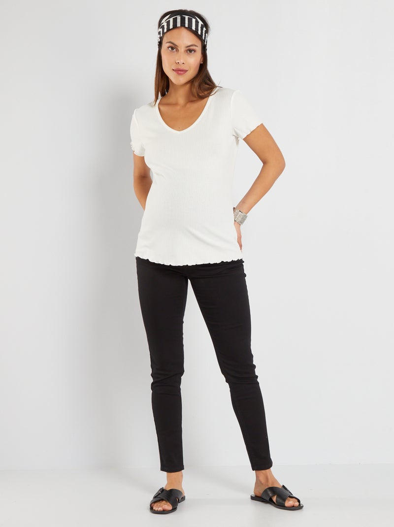 Pantalon en twill de grossesse noir - Kiabi